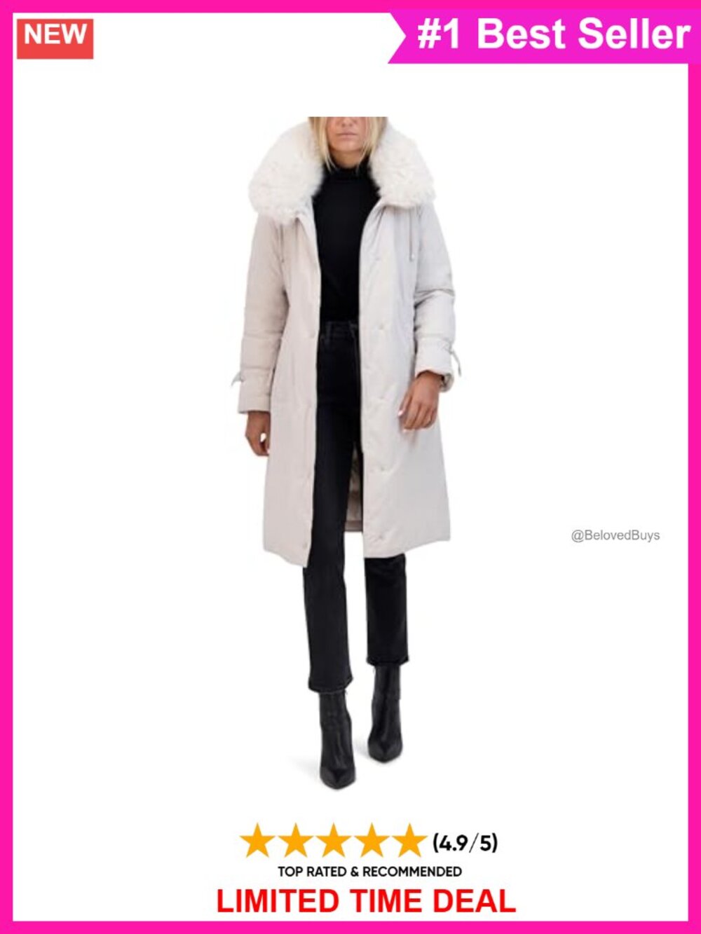 Heavyweight Hooded Anorak Puffer Quilted Lining Faux Fur Collar